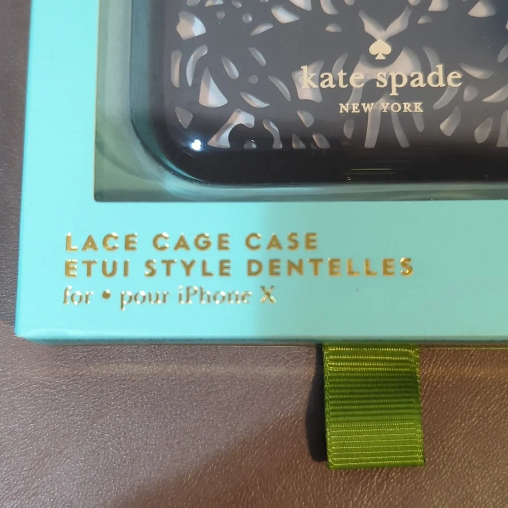 New Kate Spade iPhone X Case Black Lace Cage NIB